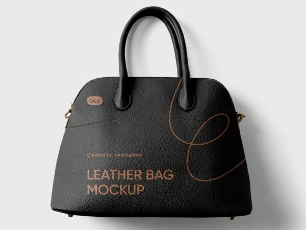 Top View of a Leather Bag Mockup 1