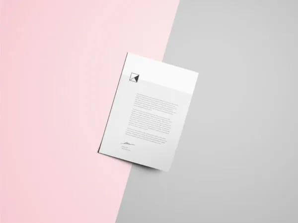 Top View of a Letterhead Mockup 1