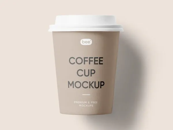 Top View of a Lidded Paper Coffee Cup Mockup 1