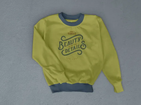 Top View of a Long Sleeved Crew Neck Sweatshirt Mockup 1