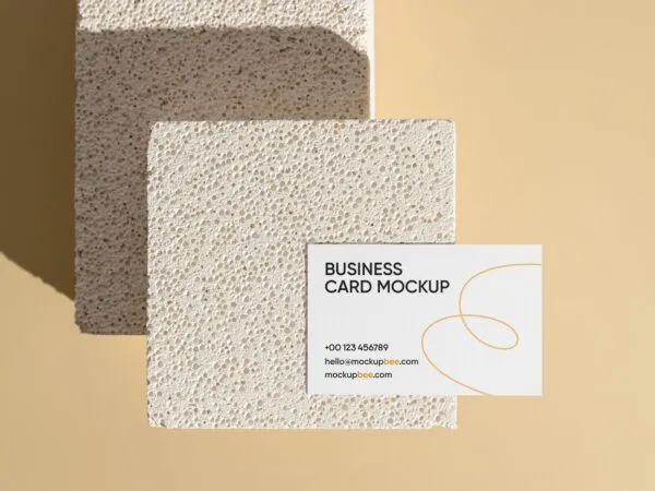 Top View of a Minimal Business Card Mockup 1