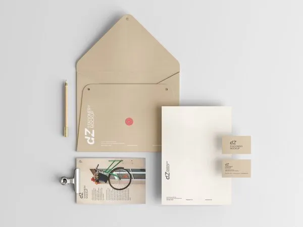 Top View of a Minimal Six Items Stationery Mockup 1
