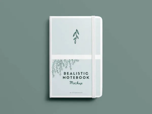 Top View of a Notebook with Curved Edges Mockup 1