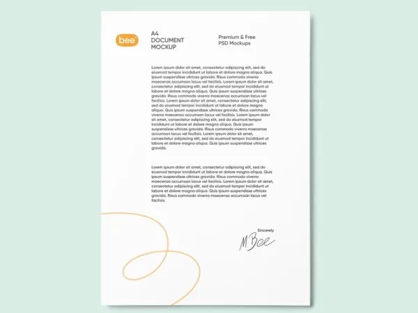 Top View of a Realistic A4 Document Mockup 1