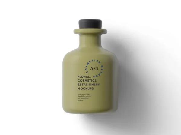 Top View of a Realistic Matte Cosmetic Bottle Mockup 1