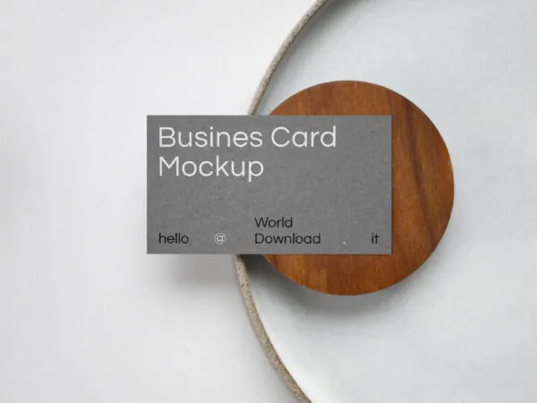Top View of a Rectangular Business Card Mockup 1