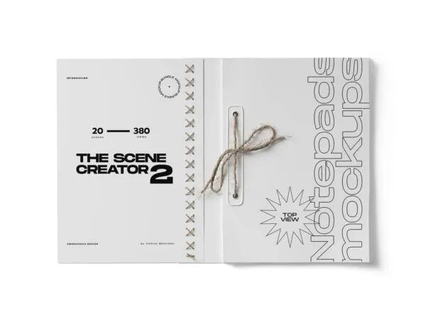 Top View of a Rope Bounded Open Notepad Mockup 1