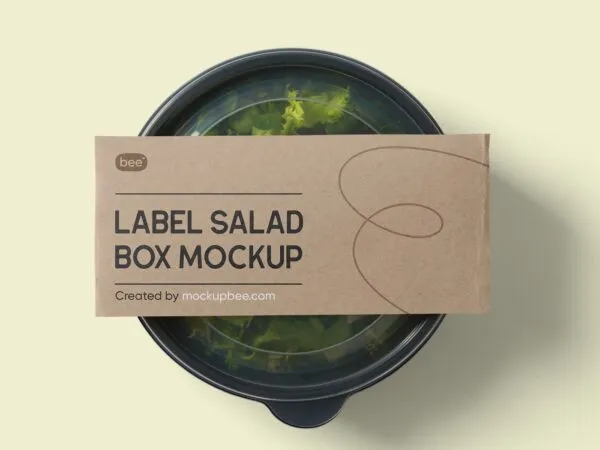 Top View of a Round Salad Container Mockup 1