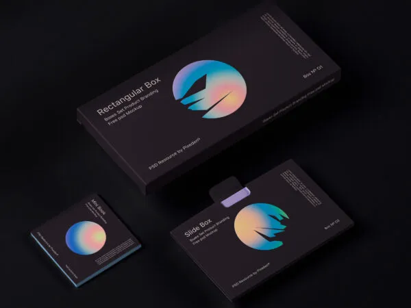 Top View of a Set of 3 Rectangular and Square Box Mockups 1