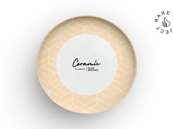 Top View of a Simple Ceramic Plate Mockup on the Table 1
