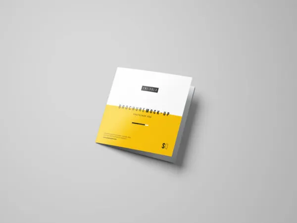 Top View of a Square Tri Fold Brochure Mockup Set 1
