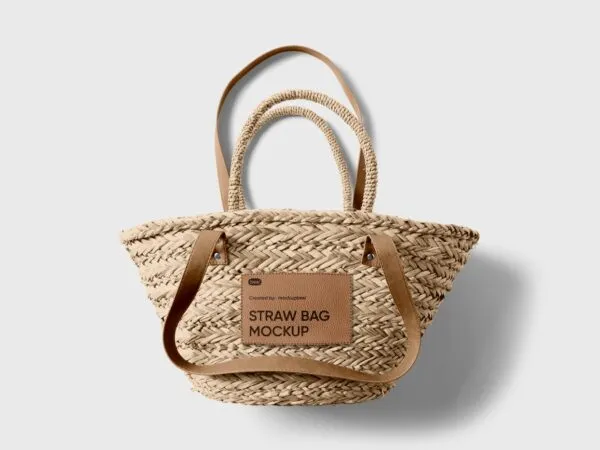 Top View of a Straw Bag Mockup 1