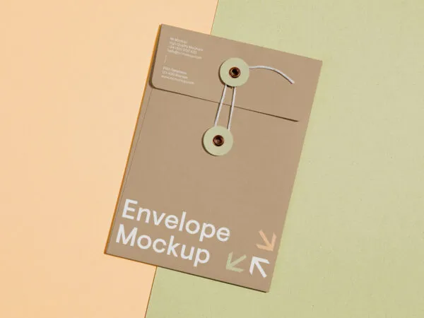 Top View of a Thread and Pin Craft Envelope Mockup 1