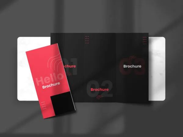 Top View of a Tri Fold Brochure with Its Folded Look Mockup 1