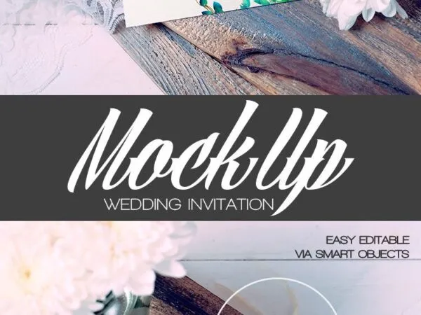 Top View of a Wedding Invitation Card Mockup 1
