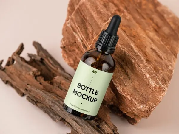 Top View of an Amber Dropper Bottle Mockup 1
