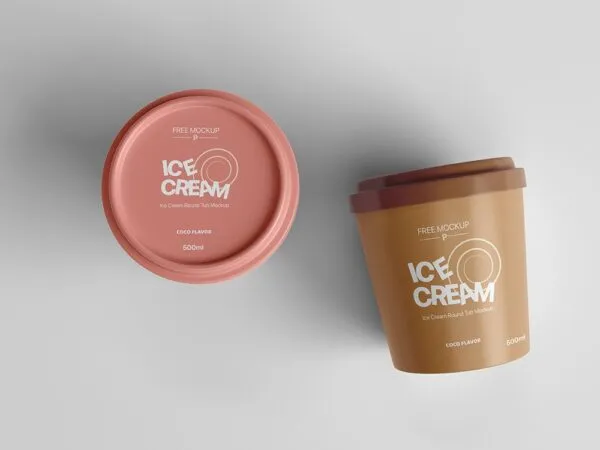 Top View of an Ice Cream Round Tub Mockup 1