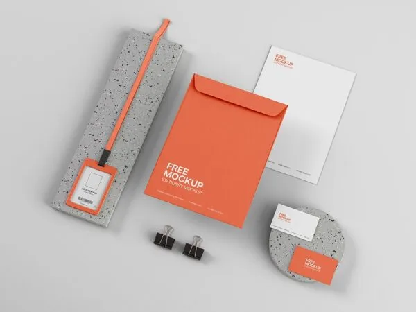 Top View of an Isometric Stationery Mockup 1