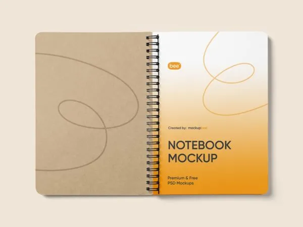 Top View of an Open Wiry Notebook Mockup 1