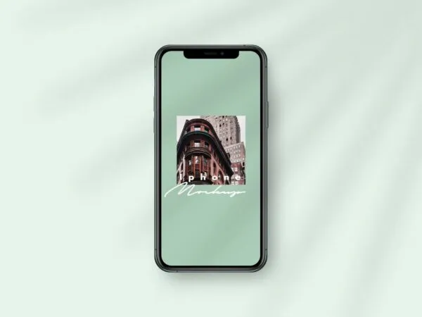 Top View of an iPhone 11 Pro with Overlay Shadows Mockup 1