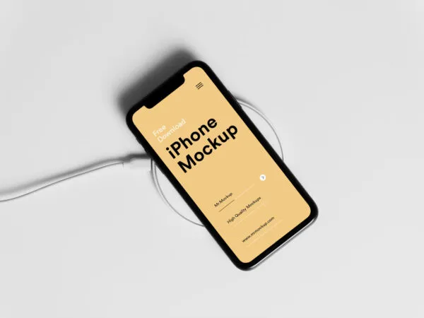 Top View of iPhone Mockup on Charger 1