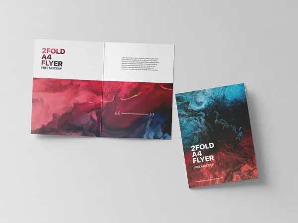 Top Vision of Bi Fold A4 Flyer Mockup 1