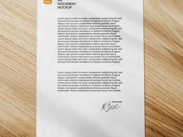 Top Vision of Letterhead Mockup on Table 1