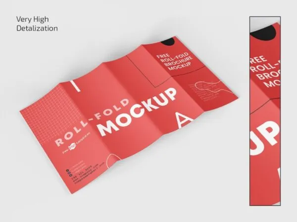 Top and Perspective View of 3 Foldable Brochure Mockups 1