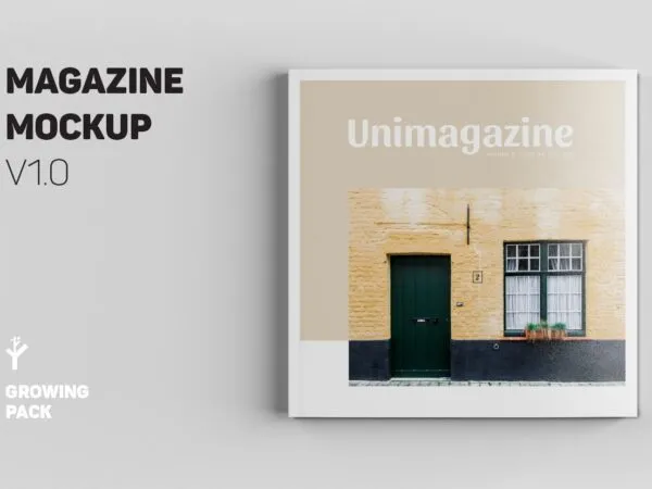 Top and Perspective View of a Square Magazine Mockup Set 1