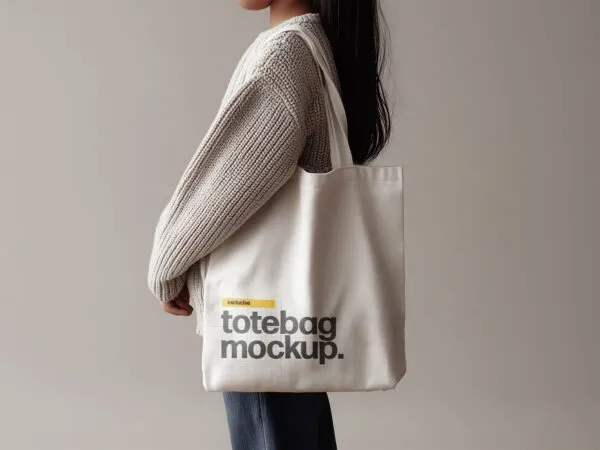 Tote Bag Mockup Holding by a Girl 1
