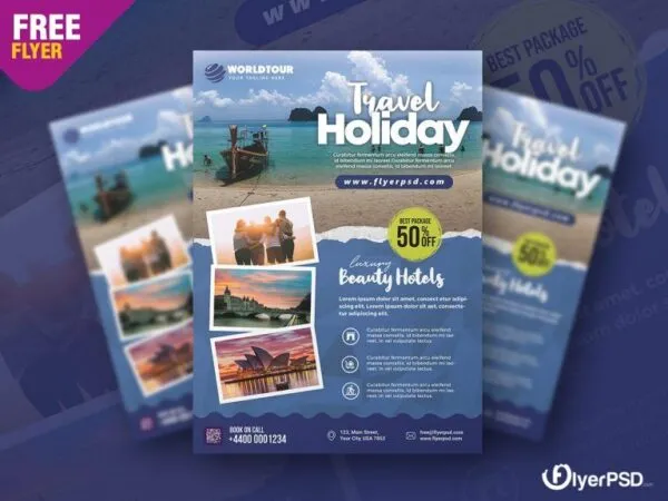 Tourism Travel Flyer Template with Photo Destinations 1