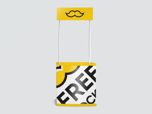 Trade Show Counter Standing in the Front View Mockup 1