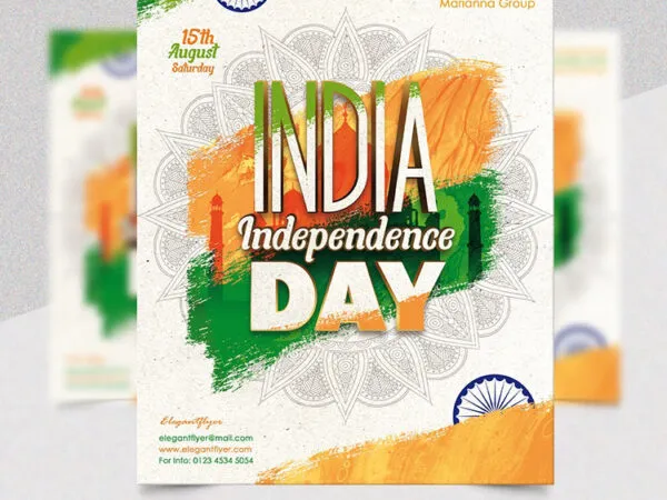 Traditional Illustrated Independence Day India Flyer Template 1