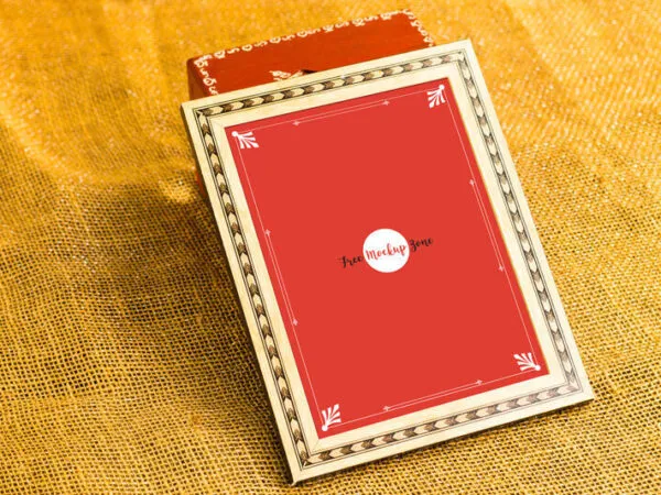 Traditional Photo Frame Mockup on the Sackcloth Scene 1