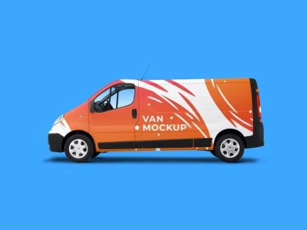 Traffic Van in the Half Side View Mockup 1