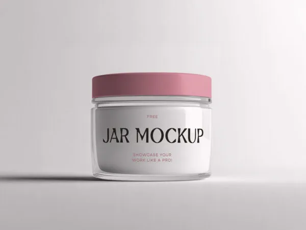Transparent Glass Cosmetic Jar Mockup 1