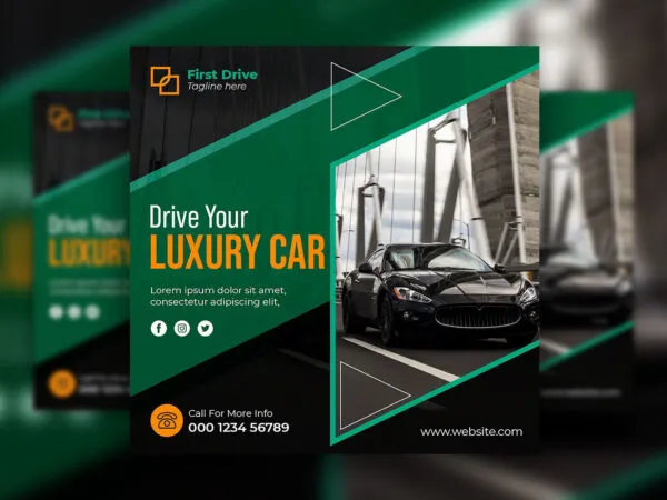 Trendy Geometric Car Renting Flyer Instagram Post Template 1