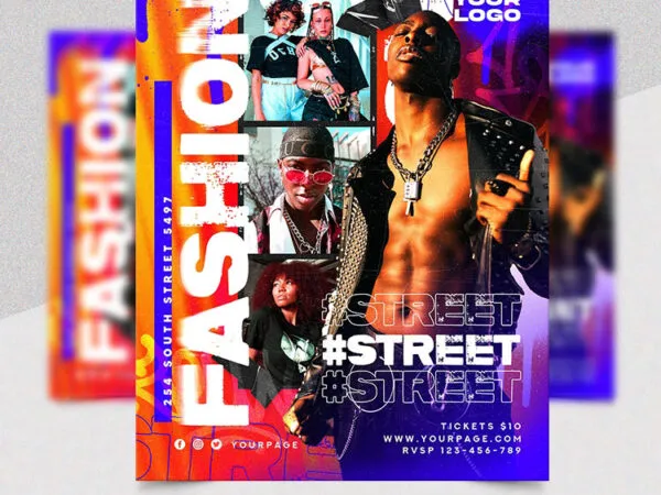 Trendy Grid Photo Street Fashion Flyer Template 1
