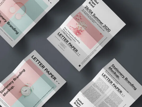 Tri Fold Branding Papers Stationery Mockup 1
