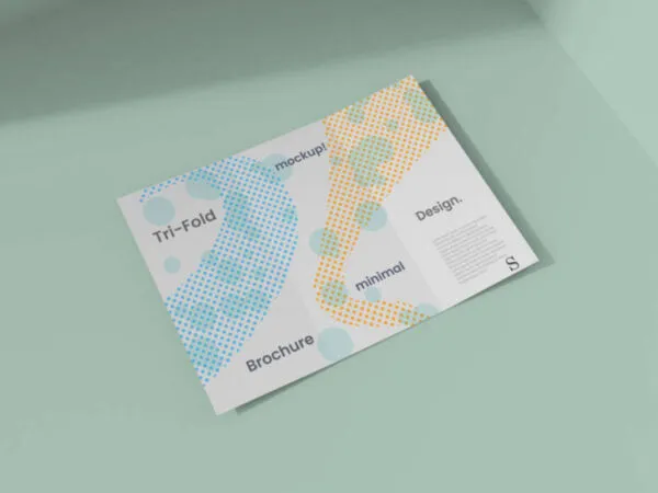 Tri Fold Brochure Mockup Laid in Perspective 1