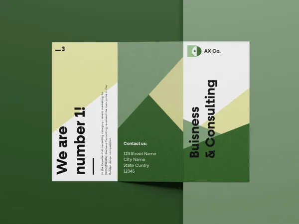 Tri Fold Brochure Mockup Laying Open 1