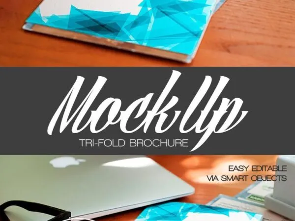 Tri Fold Brochure Mockup with Well Setup Surroundings 1