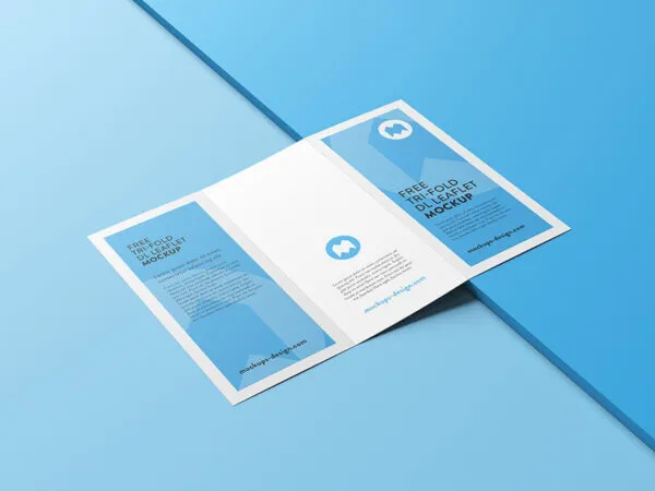 Tri Fold Leaflet in Different Views Mockup 1