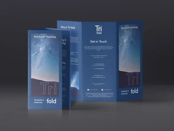Tri Fold Mockup in Front and Back View 1