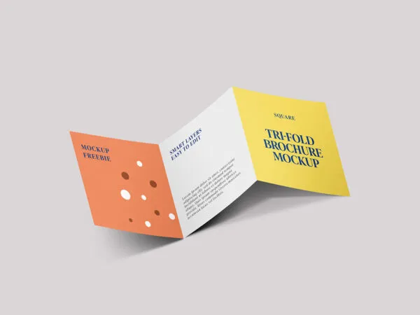 Tri Fold Spread Square Brochure Mockup 1
