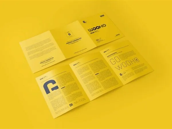 Tri Fold US Letter Brochure Mockup in 4 Views 1