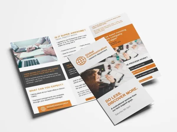 Tri fold Brochure Template Featuring Back and Front View 1