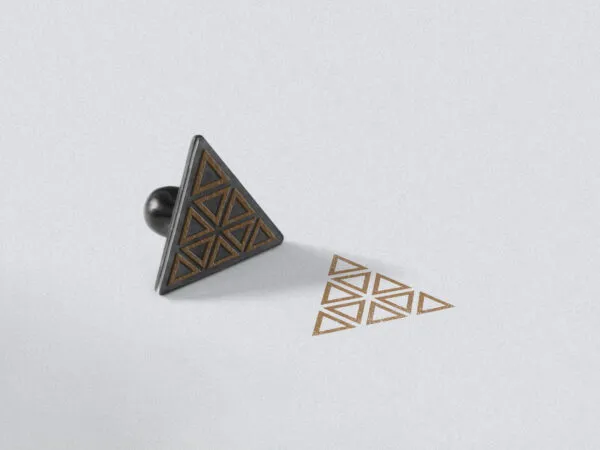 Triangle Rubber Stamp with Metal Body Mockup 1
