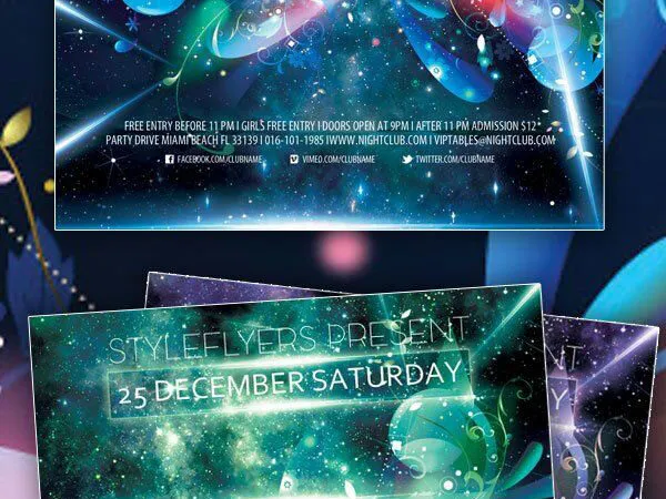 Triangle Sparkly DJ Party Flyer Template 1