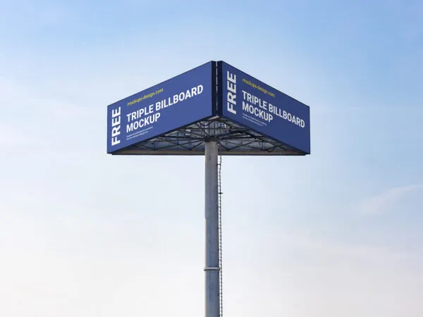 Triple Billboard Mockup with Sky in the Background 1